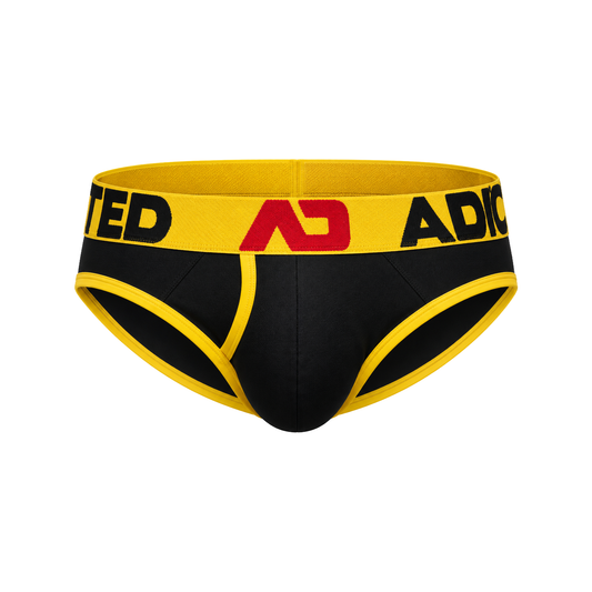 ADDICTED Open Fly Cotton Brief Black/Yellow